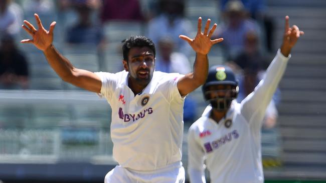 India's Ravi Ashwin appeals for the wicket of Marnus Labuschagne. Picture: William West / AFP)