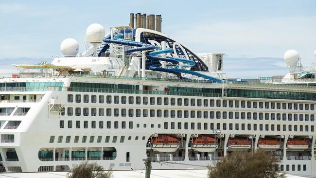 Cruise ships in Hobart wharf. Picture: RICHARD JUPE