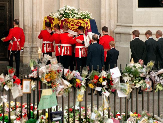 Princess Diana’s funeral in 1997 brought Britain to a standstill. Picture: AFP