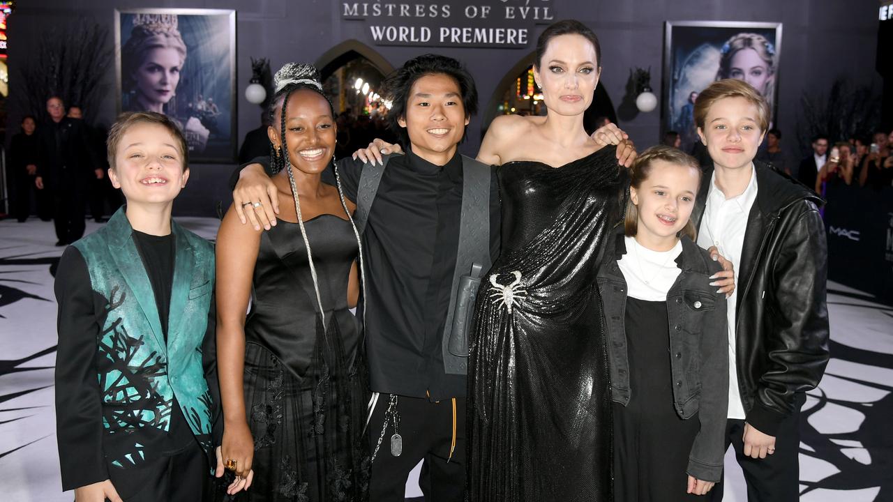 Jolie with five of her six kids at the world premiere of <i>Maleficent: Mistress Of Evil</i> on September 30, 2019 in Los Angeles, California. Picture: Kevin Winter/Getty Images