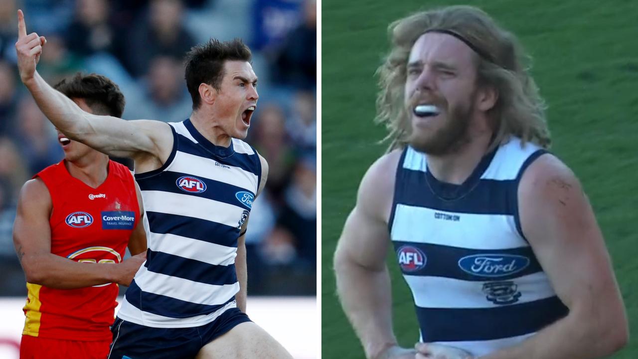 Geelong finally flexed its muscle late in the third term after injuries to Mitch Duncan and Cam Guthrie.