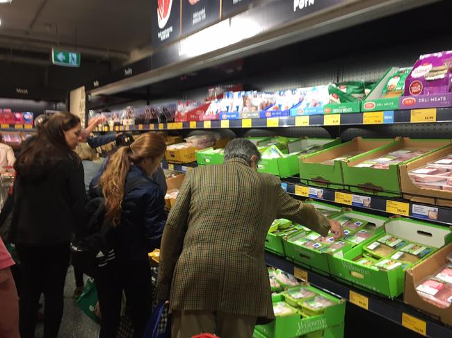 Crowds streamed through Aldi’s Edgecliff store, stocking up on meat, fruit and vegetables. Picture: Supplied