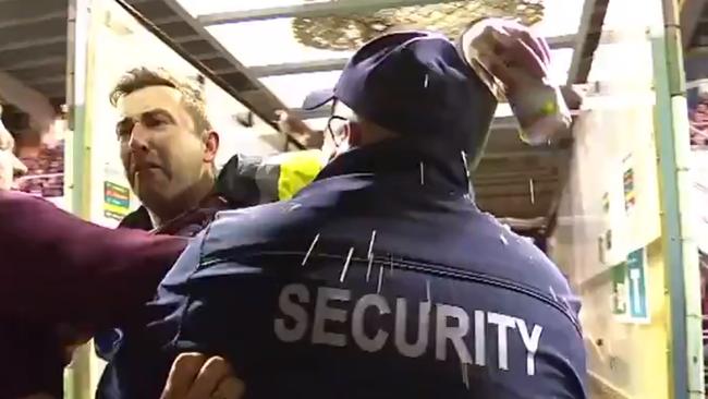 NRL - Manly fan during a confrontation with the Storm's Will Chambers. Picture: Twitter https://twitter.com/FOXNRL