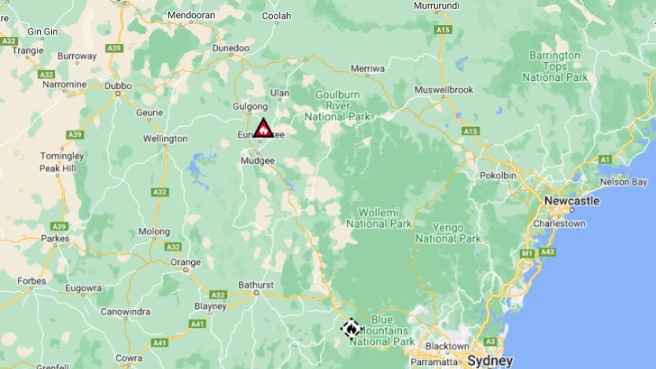 The warning is in place for a fire raging near Mudgee, NSW. Picture: NSW Rural Fire Service