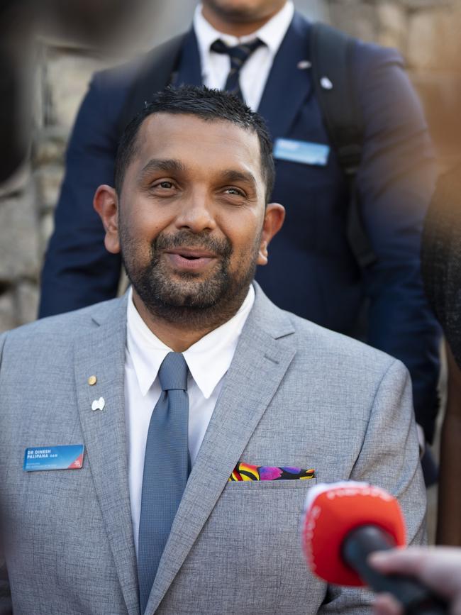 Arriving at the 2021 Australian of the Year Awards ceremony at the National Arboretum, Canberra. Picture: Martin Ollman