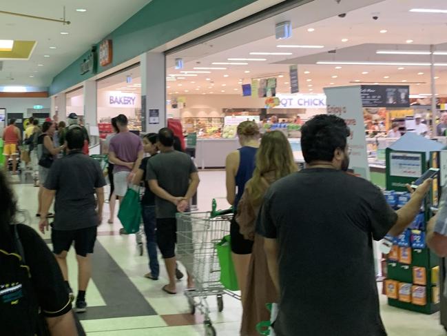 Queues outside Nightcliff Woolworths.