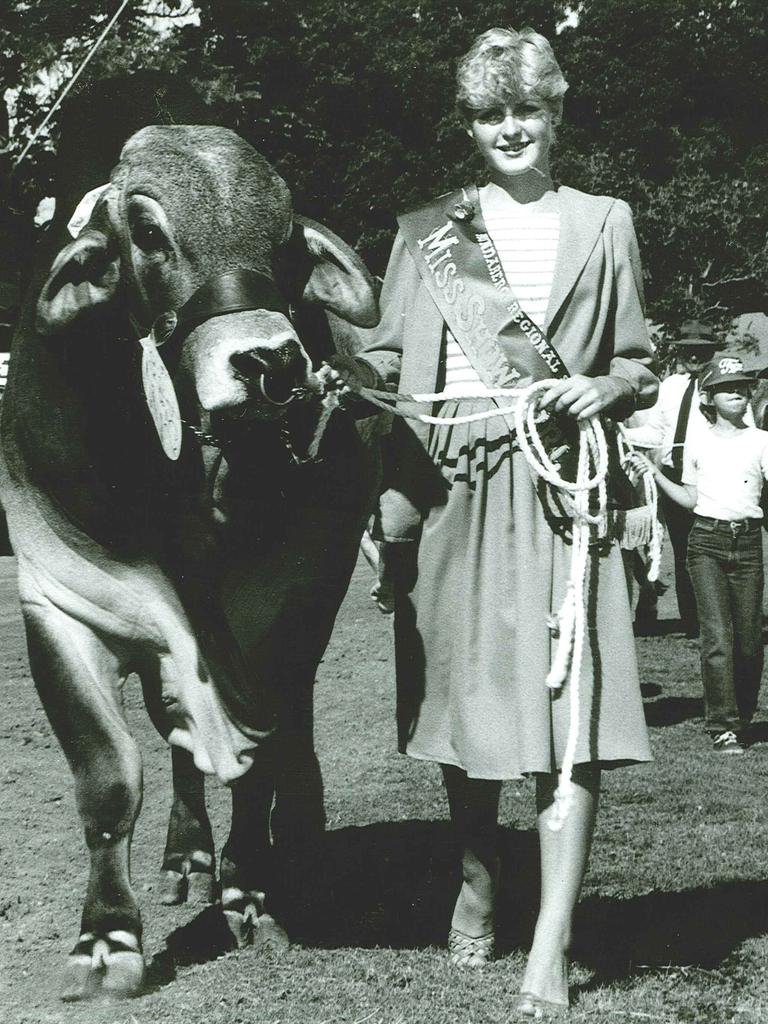 Miss Showgirl Kerri Kapernick leads the grand parade at the Bundaberg Show, 1984. Photo: NewsMail