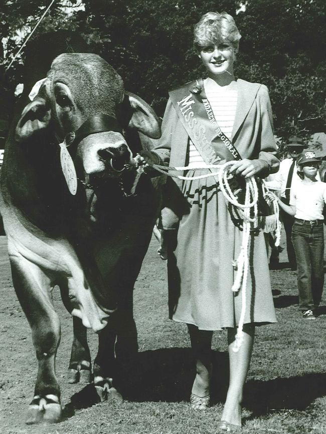 Miss Showgirl Kerri Kapernick leads the grand parade at the Bundaberg Show, 1984. Photo: NewsMail