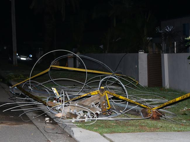 The storm created chaos in the Sutherland Shire where trees and power lines were blown down. Woolooware Rd and Gannons Rd were blocked until energy companies could get around to repairing the fallen lines. Picture: Bill Hearne