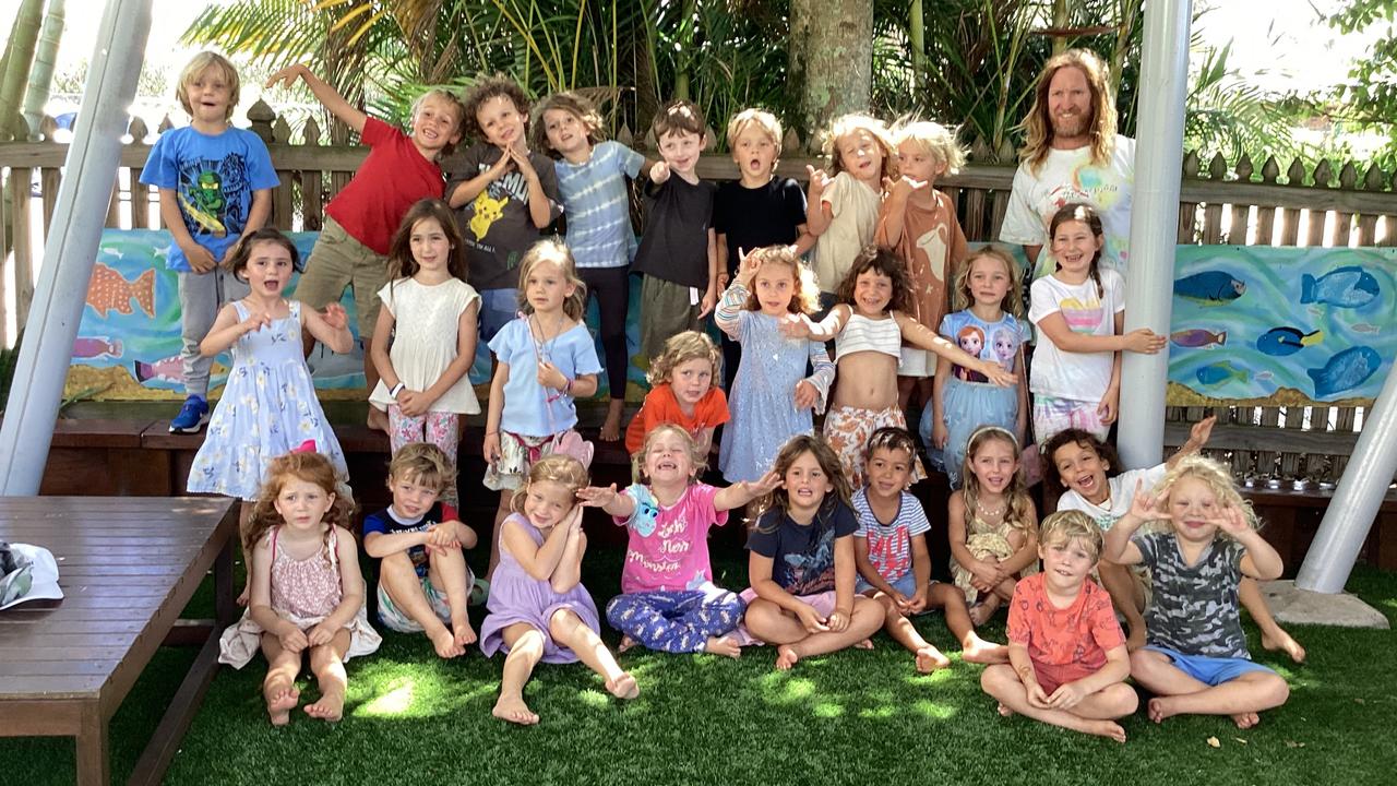 Byron Bay Community Primary School Kindy class of 2023: Back Row; Alex Beresford, Arlen Franke, Atticus Iacono, Crusoe Cameron-Watson, Darcy Star, Arti Stockdale, Kona Tischler, Ruko Martineau, Brendan Morison (Teacher) Middle: Camilla Cavazzini, Bella Malcolm, Hanalei Nowland, Scout Crawley, Lucinda Cowen-Davies, Sheva Ink, Eva Austin-Woods Front; Winnie Wilson, Micah Lenders, India Arter, Daisy Lewicki, Leila Abegg, Max Bunn, Harper Garft, Ryker Manton, Mavi Salfield, Alby Teague