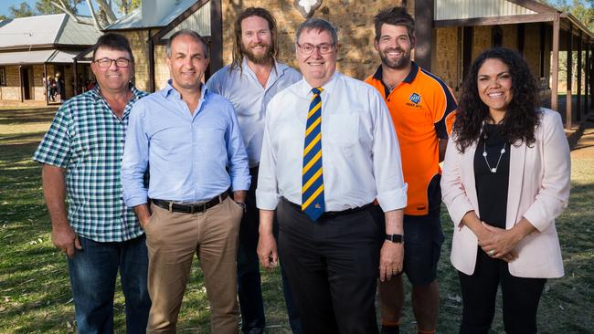 Six of the councillors elected in the 2017 Alice Springs Town Council elections, from left: Jamie de Brenni, Eli Melky, Jimmy Cocking, Mayor Damien Ryan, Matt Paterson, and Jacinta Price. Picture: Emma Murray