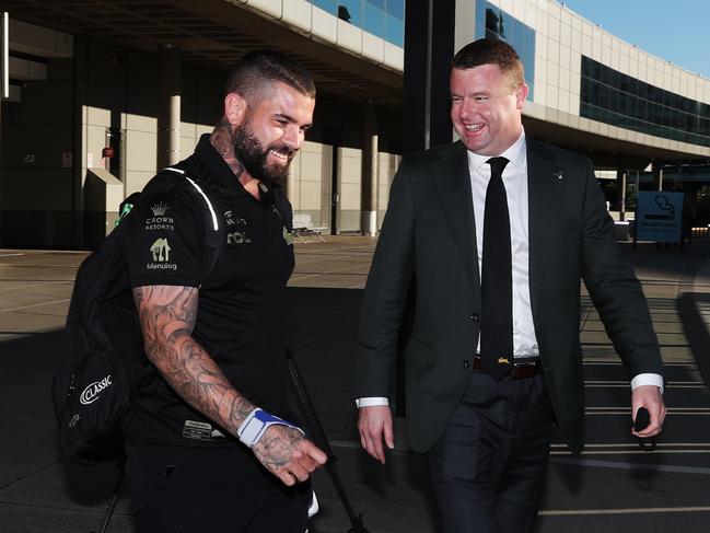 New Broncos signing Adam Reynolds touches down at Brisbane Airport ahead of Magic Round. Picture Lachie Millard