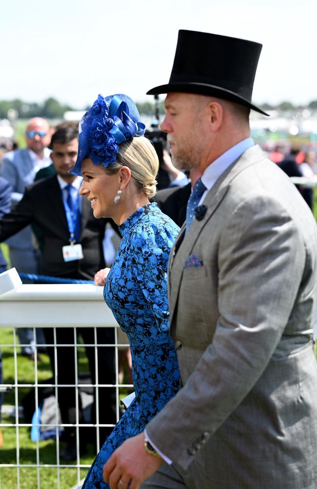 Zara Tindall and Mike Tindall during Cazoo Derby Day meeting at Epsom Racecourse, England. Picture: Leon Neal/Getty Images