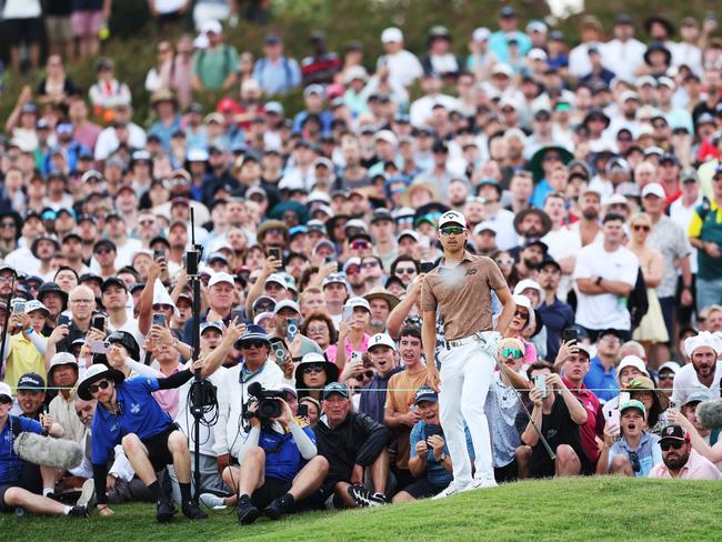 Min Woo Lee of Australia plays a shot on the 18th hole at The Australian Open in Sydney last year. (Photo by Mark Metcalfe/Getty Images)