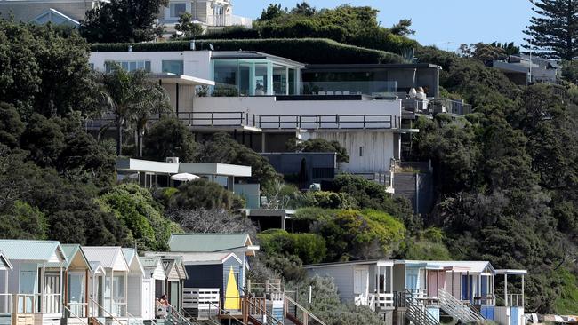 Andrew Abercrombie’s house, centre, above Portsea beach. Picture: David Geraghty