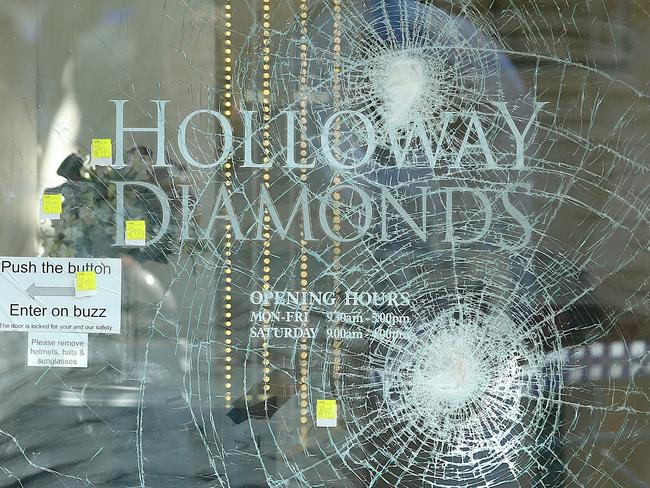 A smashed windows at Holloway Diamonds in Brighton. Picture: Mark Stewart