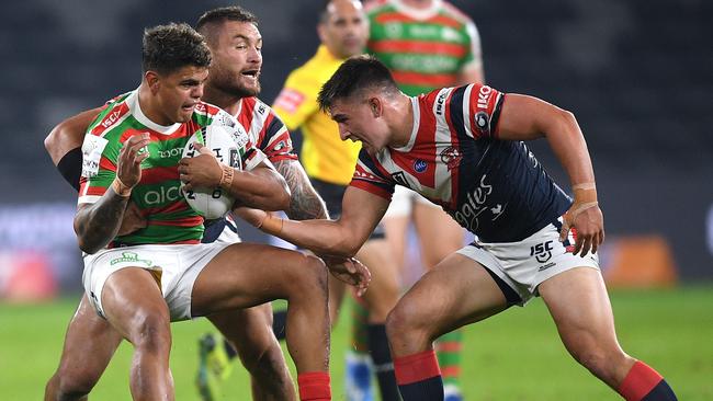 Latrell Mitchell had a mixed-bag of a performance. Picture: AAP