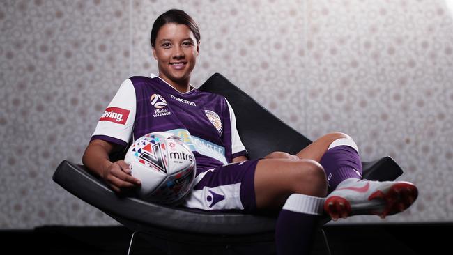 Sam Kerr has signed with Perth Glory under the FFA’s marquee player scheme. Picture: Phill Hillyard.