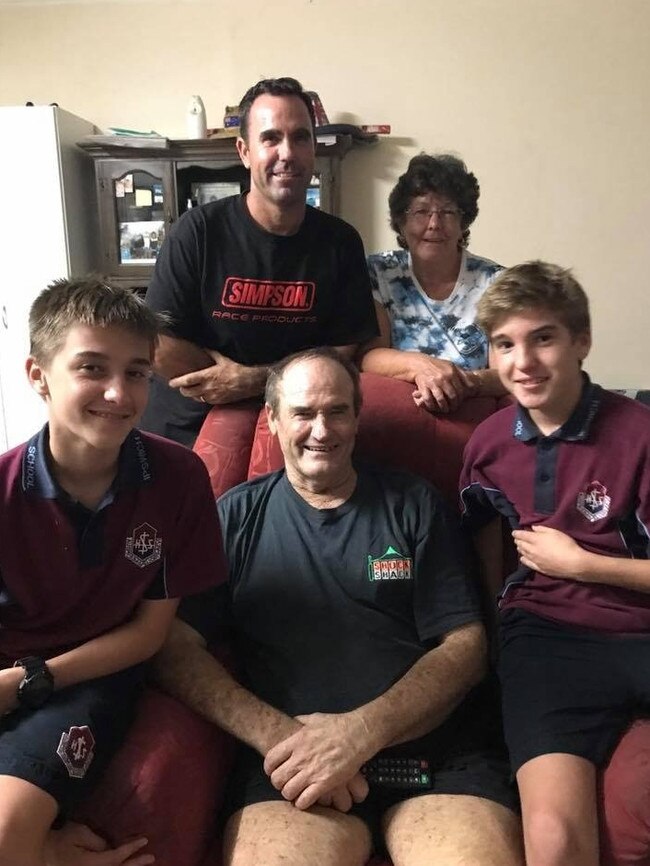 The Pascoe family - Mat with his his mum Rona and Graham, and sons Brad and Zac. Graham passed away in 2018.