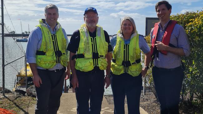 The funding announcement was welcomed by local marine rescue organisations and volunteer groups. (From left) Mark Ryan, Graham Kington, Tom Smith and Anne Vogler.