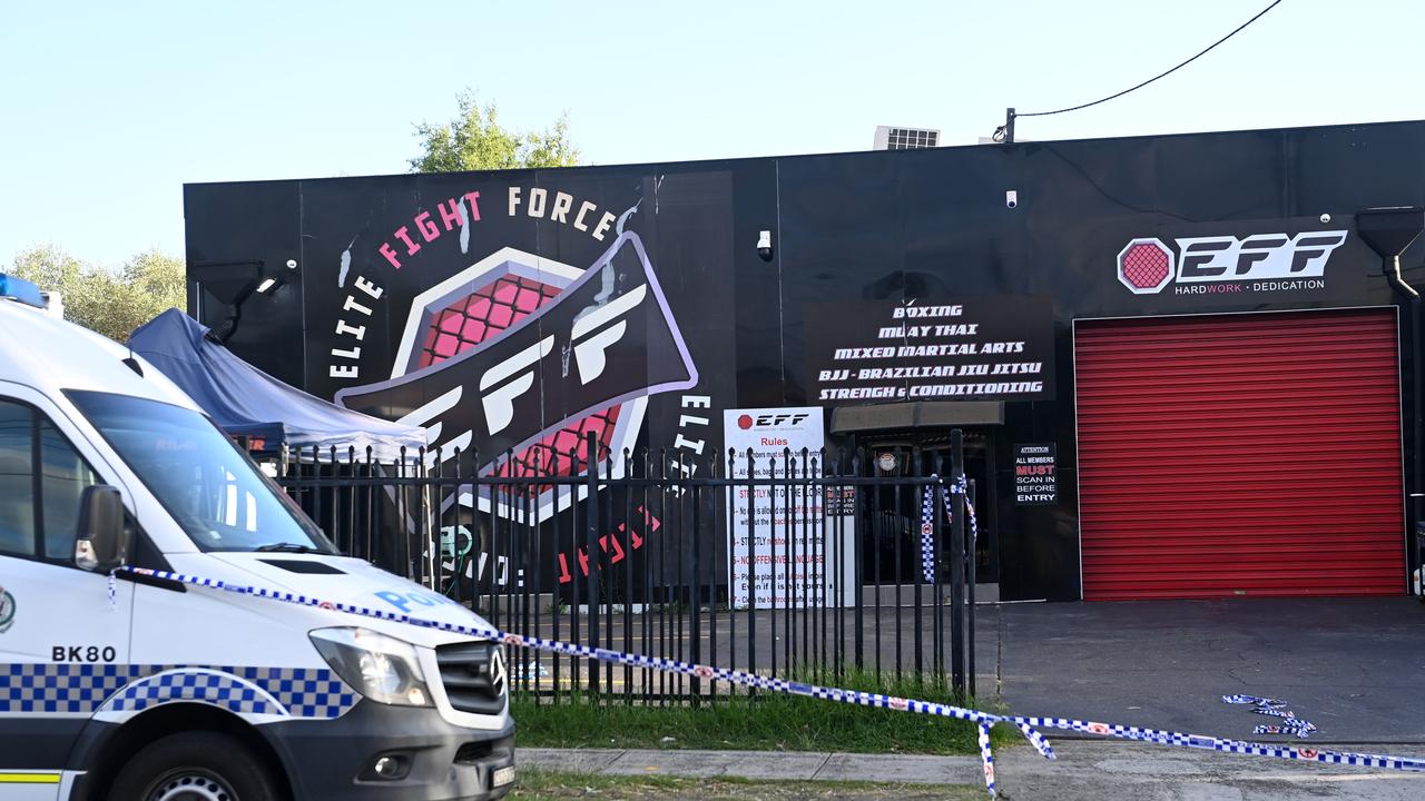 A photo of police attending the Elite Fight Force after a father was shot outside the venue in 2023. Photo Jeremy Piper