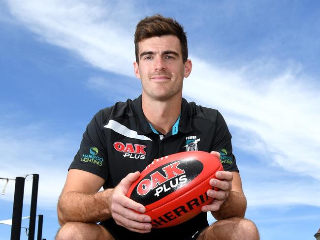 PORT ADELAIDE ANNOUNCEMENT - Partnership with Dock One Development. Port Adelaide Ruckman Scott Lycett at Port Adelaide.  Picture: Tricia Watkinson