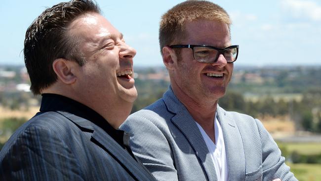 Peter Gilmore and Heston Blumenthal share a laugh at today’s launch of the 2014 Margaret River Gourmet Escape. Picture: Daniel Wilkins