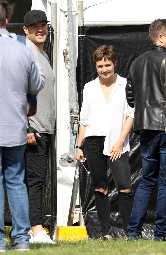 Tessa James and her husband Nate Myles on Cockatoo Island to see Justin Bieber.