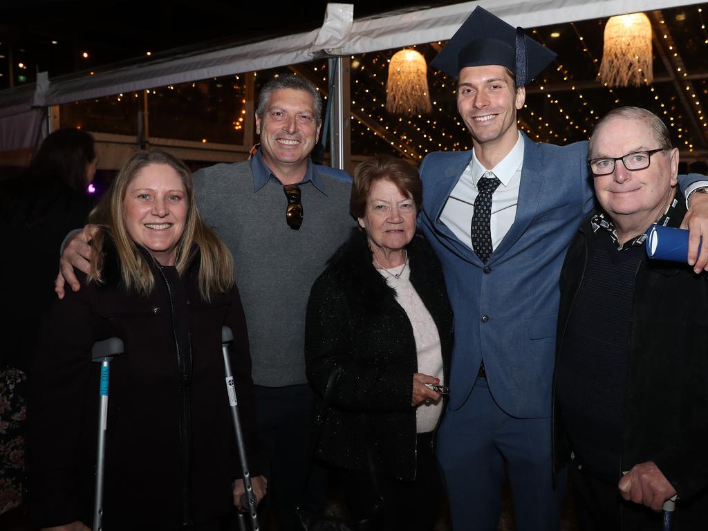 Pam Burcheri, Aldo Burheri, Micheline Wilson, Mitchell Burcheri and Bill Wilson. Deakin University graduation arts and SEBE faculty. Picture: Alan Barber