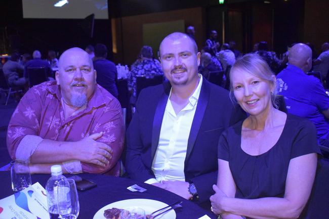 Brett Reeves, William Stafford and Sue Rech at the Mackay Australia Day awards at the MECC on January 25, 2022. Picture: Lillian Watkins