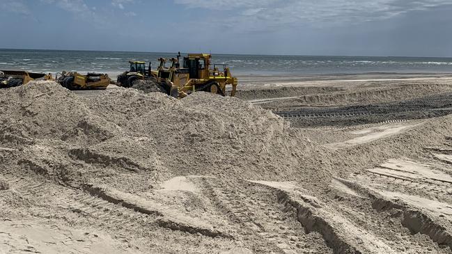 Sand carting at Semaphore beach in October last year. Picture: Paula Thompson