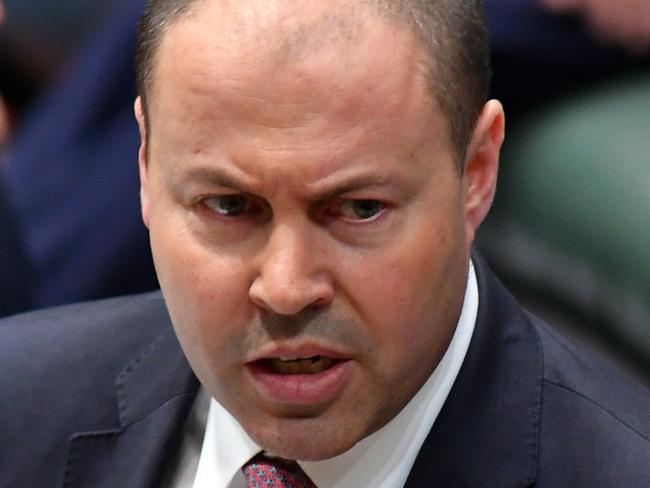 CANBERRA, AUSTRALIA - MAY 14: Treasurer Josh Frydenberg speaks at the despatch box during of Question Time in the House of Representatives at Parliament House on May 14, 2020 in Canberra, Australia. Today is final day of a special parliamentary sitting, after parliament was adjourned due to the COVID-19 outbreak. Parliament is set to resume in August 2020.  (Photo by Sam Mooy/Getty Images)