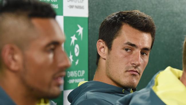 Nick Kyrgios and Bernard Tomic. Picture: AAP/Dean Lewins