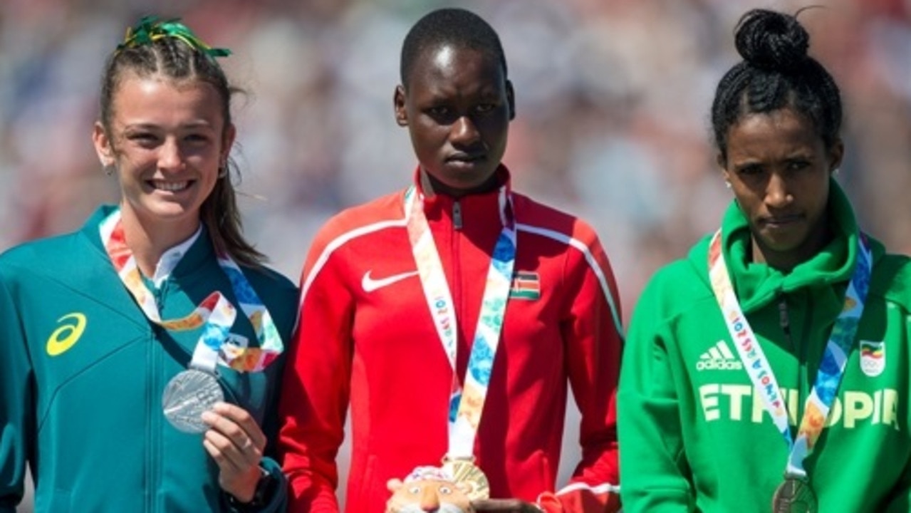 Jaylah Hancock-Cameron with her 1500m silver deal from the last Youth Olympics. Pic: Supplied