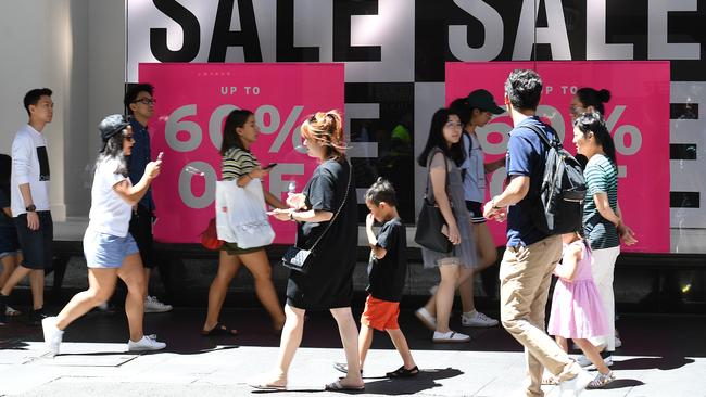 Shoppers in Pitt Street Mall in Sydney. Picture: AAP