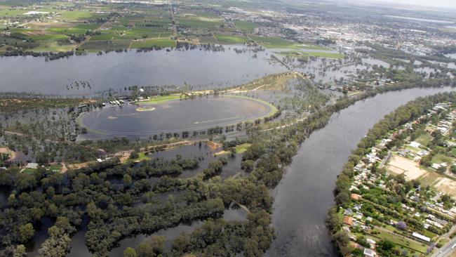 Mildura Racecourse during the 2022 floods. Pic: Glenn Milne