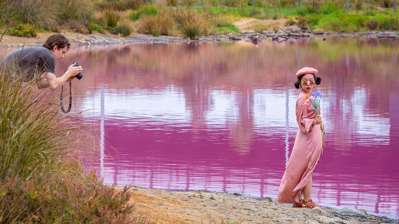 The lake has become one of the most popular places in Victoria to take a selfie to put on social media platform Instagram. Picture: Jake Nowakowski