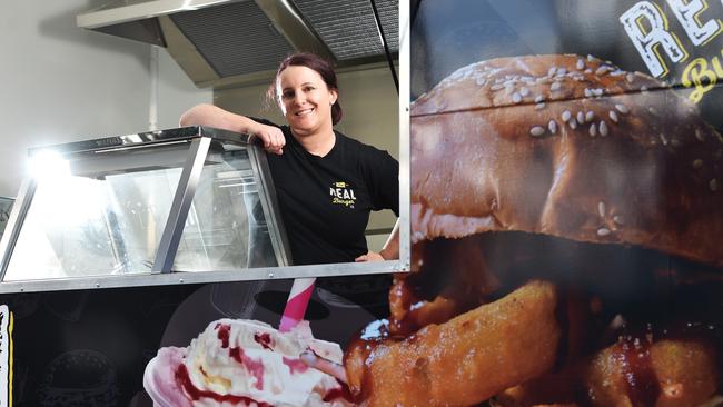 Bridget Contarino, announced Real Burger Co will stop operating out of its Hyde Park shop, but would continue to dish up burgers from its food van and North Shore shop. Picture: Zak Simmonds