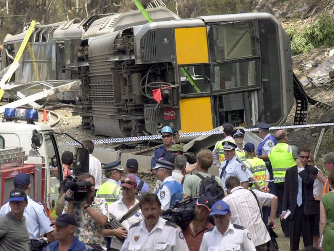 The fatal train derailment at Waterfall in 203. Picture: John Grainger