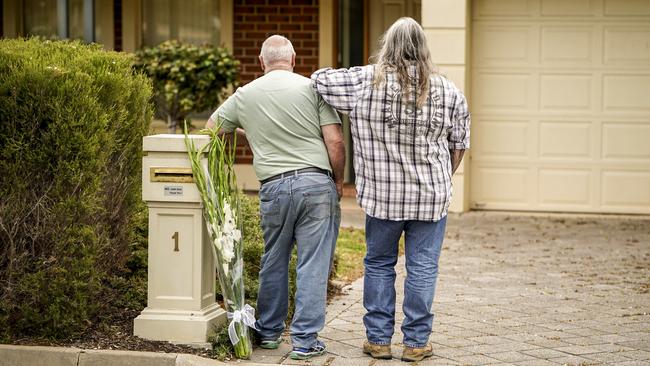 Annie Smith’s uncle Glen Smith and her brother at her Kensington Park home. Picture: Mike Burton/The Advertiser