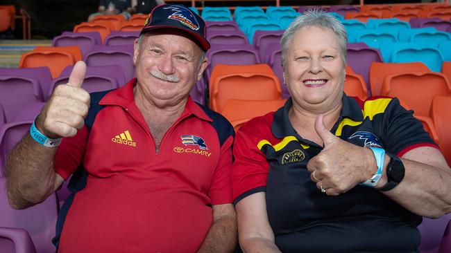 Tim Ruciack and Sue Ruciack at the Gold Coast Suns AFL match vs Adelaide Crows at TIO Stadium Pic: Pema Tamang Pakhrin