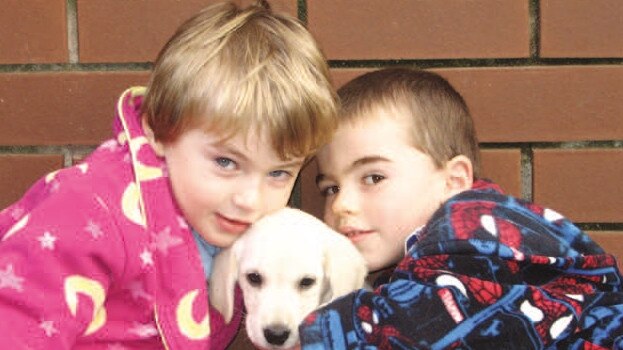 Georgie Stone with brother Harry when they were young. Picture: Rebekah Robertson