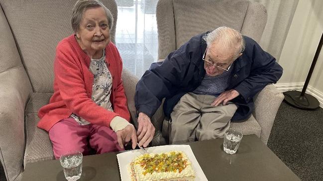 Florence and Graeme Hansen celebrate their 67th anniversary in lockdown.