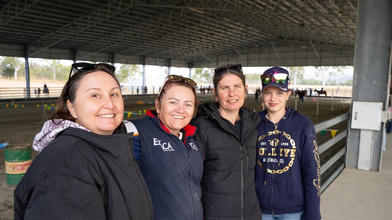 Teri Oaster, Andy Riley, Natalie and Courtney Adams at the Sunday horse events of the Kilkivan Great Horse Ride. Sunday, July 2, 2023. Picture: Christine Schindler