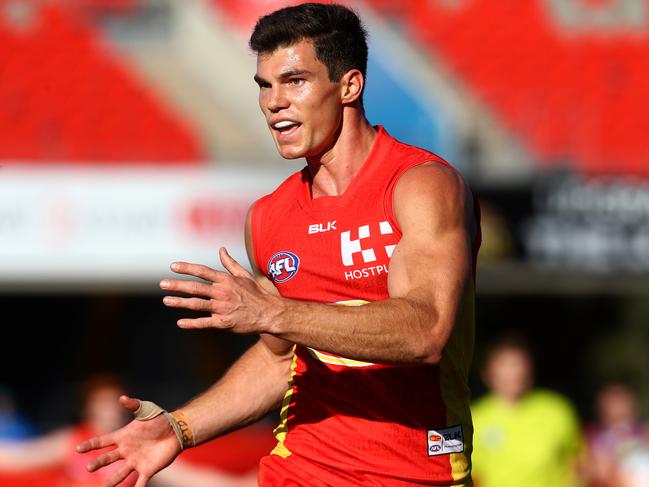 Jaeger O'Meara gets through his 2nd NEAFL game against Brisbane Lions after long term injury, at Metricon Stadium, Carrara. Pics Adam Head