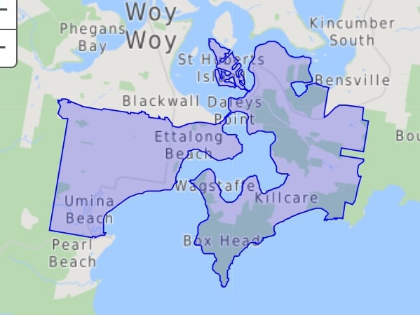 Central Coast 2257 postcode. Picture: 2016 Census