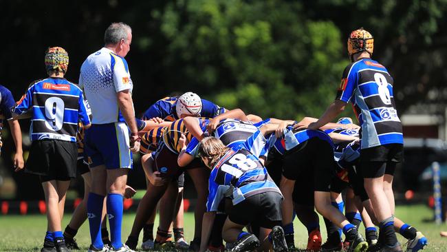SURFERS PARADISE RUGBY, GOLD COAST , AUSTRALIA - April 10, 2021: Far North Coast U13s v USQ Saints U13s - Day Two of King of the Country rugby tournament.Played at Surfers Paradise Eagles Rugby Ground at Southport. Picture: Scott Powick Newscorp