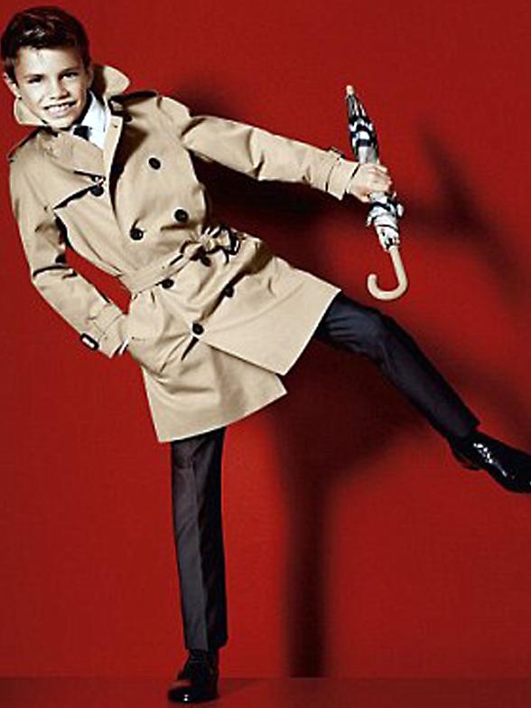 Romeo Beckham, son of soccer player David and fashion designer Victoria, makes his modelling debut  for Burberry.