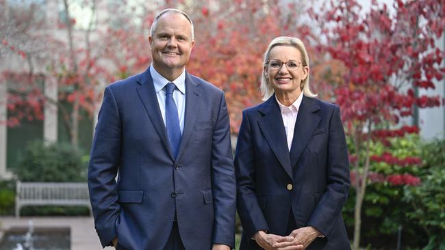 With Deputy Ted O'Brien at Parliament House in Canberra. Picture: NewsWire / Martin Ollman