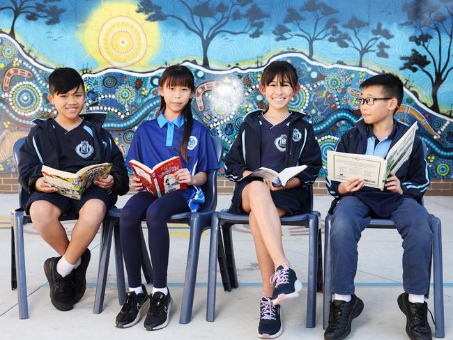 The faces of Western Sydney’s school diversity: 10-year-old Canley Vale Public School students Bradley Vu, Erica Tang, Eleanor Newton and Zenith Tea. Picture: Rohan Kelly